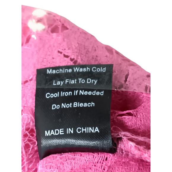 New without Tags POL Pink Lace Ruffle Flutter Sleeve Blouse Top Size Small - Picture 9 of 16